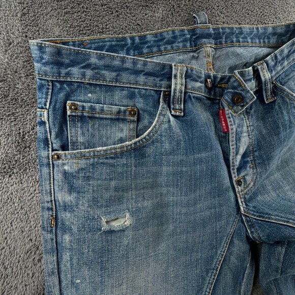 Dsquared 2 Made In Italy Blue Denim Jeans Men Size 52 Designer Button Fly Logo - Picture 8 of 16